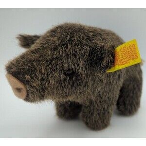 Steiff Wild Boar "Wulle" 1468/10 Made in Germany Ear Button 6"